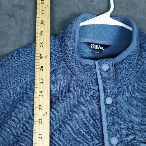 Eddie Bauer Sweater Men’s XL Knit Pullover 1/4 Snap Mock Neck Blue - Picture 6 of 11